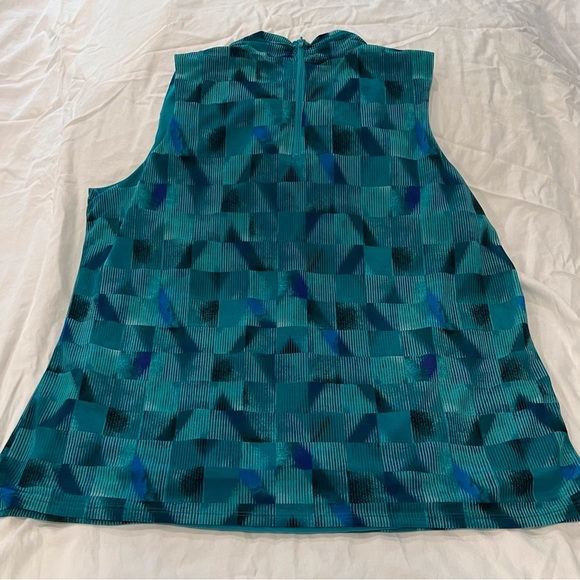 Worthington Sleeveless green & blue print blouse, size XL - Picture 2 of 6